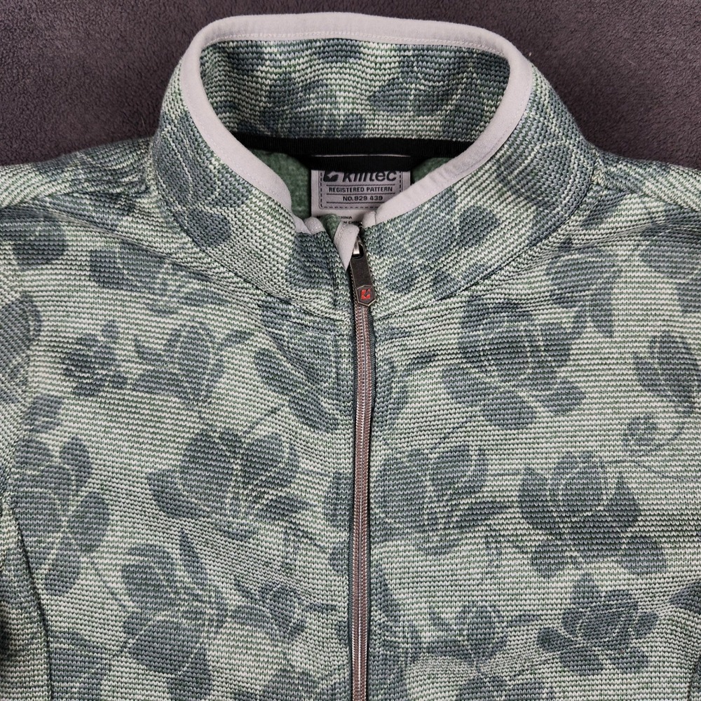 Killtec Maisie Fleece Jacket Womens 10 Green Floral Full Zip Knit Outdoor 32939